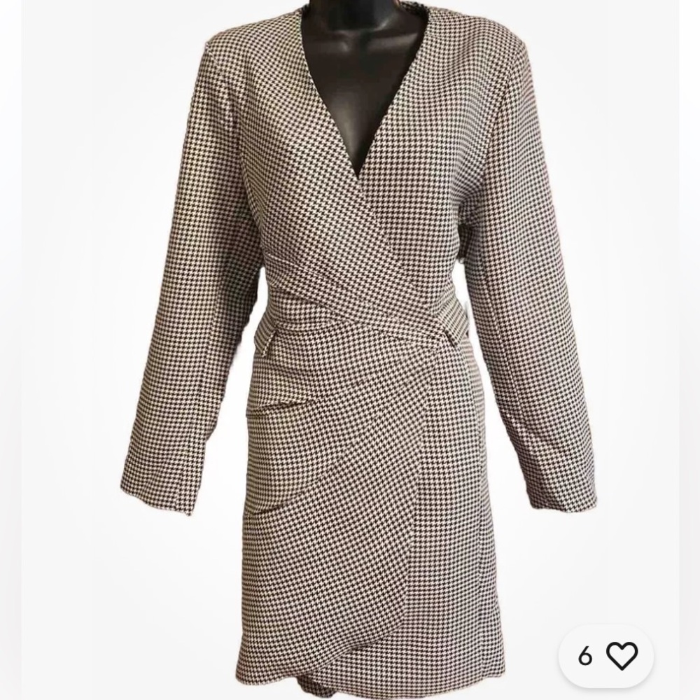 NWT Jason Wu Houndstooth Blazer Wrap Dress - Large ($375 Orig)